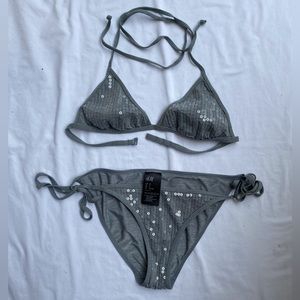 H&M Sequin Bikini Set in Gray - US 6